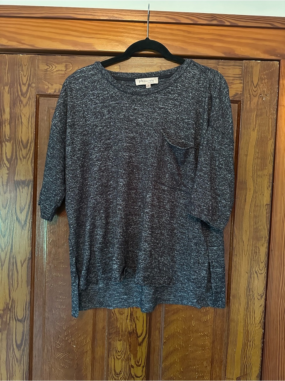 Philosophy Gray Marled Pocket Crewneck
